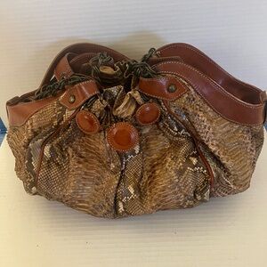 Original CHRISTIAN LOUBOUTIN Rare  Real Python Snakeskin Large Handbag